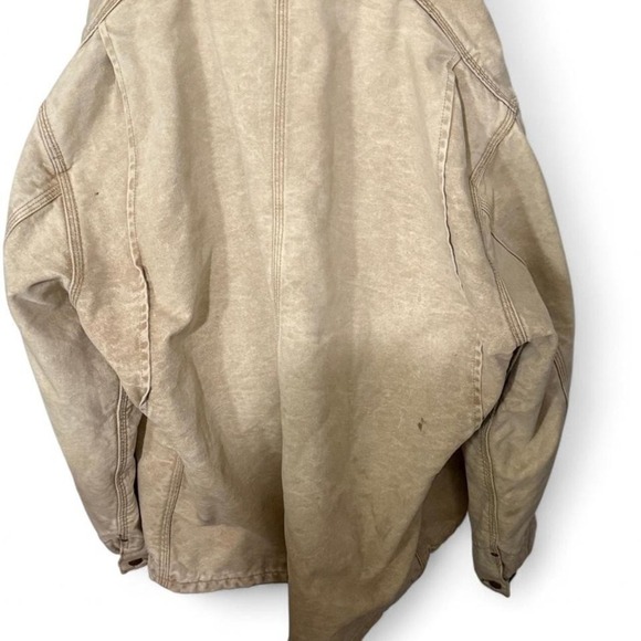 Carhartt Blanket Lined Duck Chore Coat Beige Canvas Work Jacket Mens XL - Picture 2 of 7
